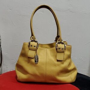 Tignanallo Leather Satchel Bag in Yellow